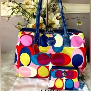 Coach Y2K Limited Edition Scarf Shoulder Bag Tote And Wristlet